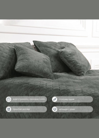 Покрывало Велюровое мягкое Серое размер 220х240 см ромб/круглый ТЕП (323645306)