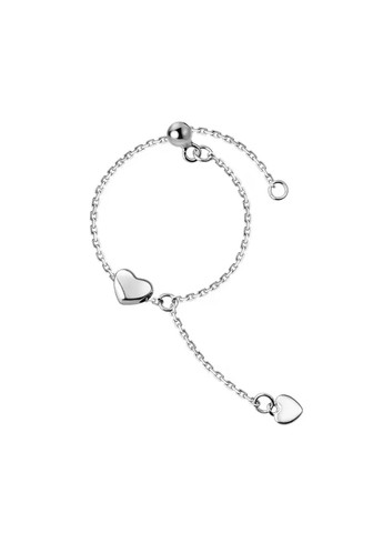 💞 Регульована каблучка-ланцюжок із двома серцями зі срібла 925 покрита родієм Family Jewelry House (362194011)