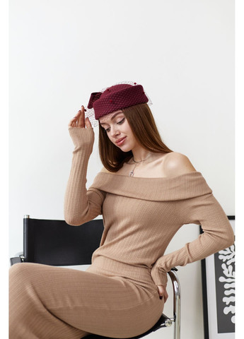 Фетровий капелюх таблетка з вуаллю і бантом чорний No Brand (362476100)