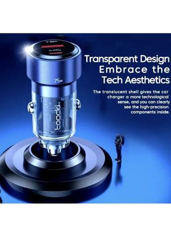 Автомобільний зарядний пристрій 75Вт з 2 портами USB і Type-C QC, для швидкісної зарядки телефонів, металевий корпус No Brand (364859621)