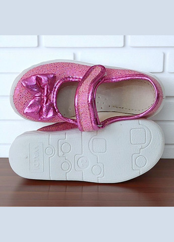 Малиновые ортопедические закрытые тапочки на липучке сменка в садик для девочки валди Waldi с бантом
