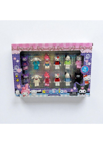 Дитячі фігурки конструктор Hello Kitty, набір фігурок котики 12 шт Diy (365848201)