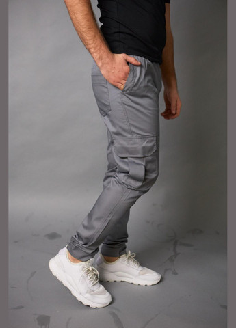 Серые демисезонные брюки No Brand