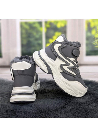 Серые повседневные зимние ботинки зимние детские для девочки Канарейка