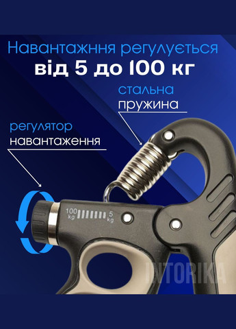 Еспандер кістовий пружинний з регульованим навантаженням 5-100 кг та лічильником натискань No Brand (322768096)