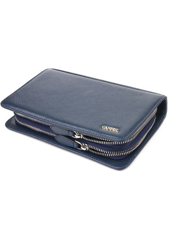 Великолепная мужская барсетка на два отделения из натуральной зернистой кожи синяя 21568 Canpellini (362417489)