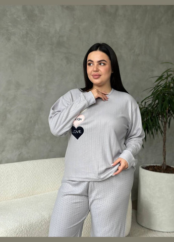 Світло-сіра всесезон затишний домашній костюм-піжамка світшот + брюки Vakko