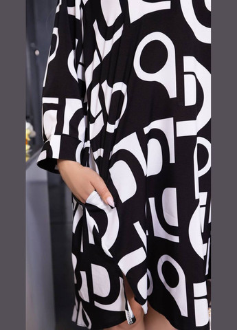 Черное женское платье туника цвет черно-белый р.56/58 453107 New Trend
