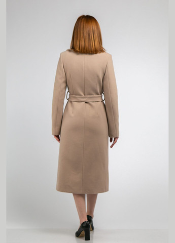 Бежевое демисезонное Светлое осеннее пальто под пояс из кашемира бежевого цвета CHICLY