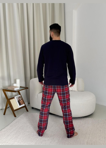 Пижама мужская теплая Just be COOL (штаны+лонгслив) без принта, клетка красно-синяя Cosy (352769817)