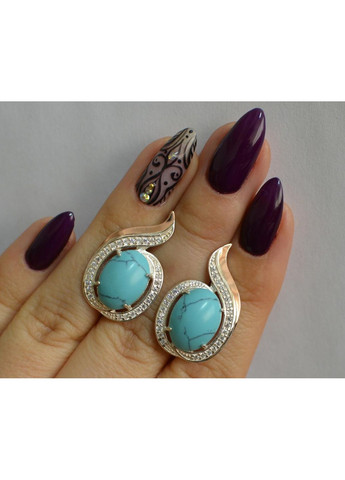 Срібні сережки з золотими вставками Silver Style (366813989)