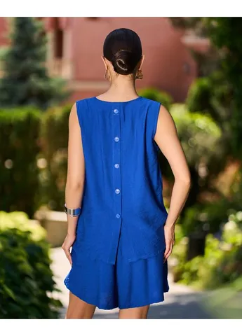Льняной легкий оверсайз костюм с шортами ISSA PLUS (398917255)
