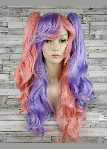 Перука різнокольорова рожева з фіолетовим з двома хвостами Лоліта хвиляста довга 65см жіноча штучна з довгим No Brand 6824 (322056109)