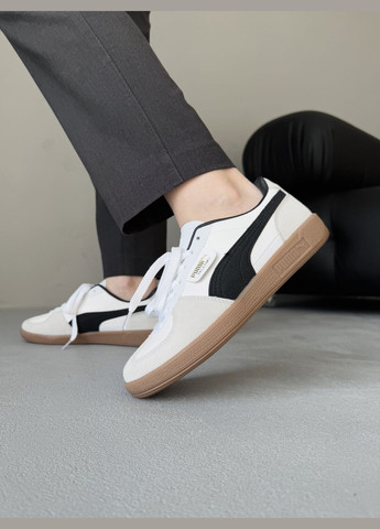 Кросівки жіночі і чоловічі Puma Palermo Leather White Grey Black Gum | Пума Палермо білі No Brand білі демісезони (339604419)