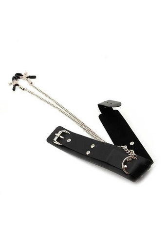 БДСМ ошейник с зажимами для сосков черного цвета для Садо-Мазо и ролевых игр. Незаменимый БДСМ атрибут China (360604048)