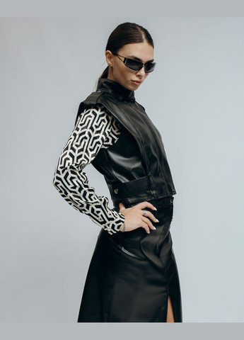 Жилет короткий кожаный черный RED EXP. (305697392)