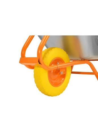 Тачка строительная хозяйственная садовая оцинкованная одноколесная 90 л оранжевая с полиуретановым колесом и усиленной рамой ПУ КВІТКА (262299186)