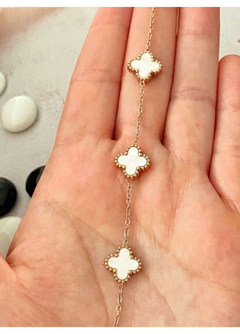 Позолоченные Серьги "Клевер" + Браслет дл.17см-20.5см, дл.17.5см-20.5см. Позолота No Brand (364502960)