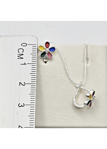 Серьги серебряные с разноцветной эмалью и кубическим цирконием 1,77 г No Brand (369737103)