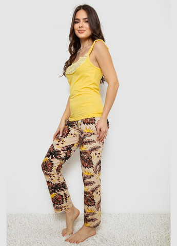 Жовта всесезон піжама жіноча з принтом,, 243r1484-029 Anello