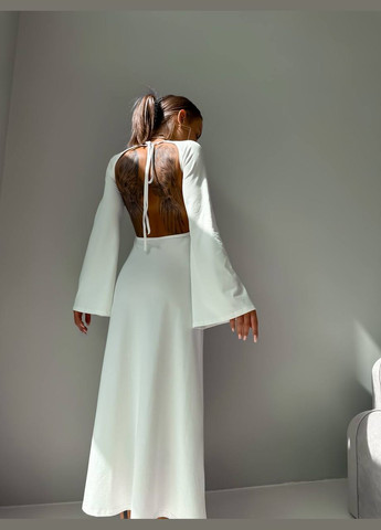 Молочна повсякденний сукня з відкритою спиною OLIAGARHO однотонна
