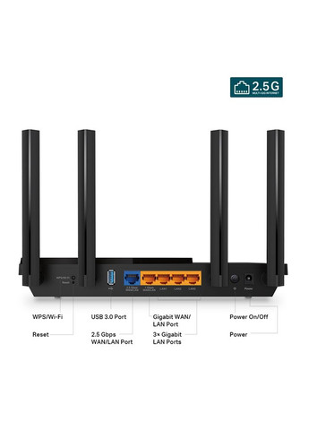 Маршрутизатор ARCHER AX55 Pro AX3000 3xGE LAN 1xGE WAN/LAN 1x2.5GE WAN/LAN 1xUSB 3.0 MU-MIMO OFDMA TP-Link (316466004)