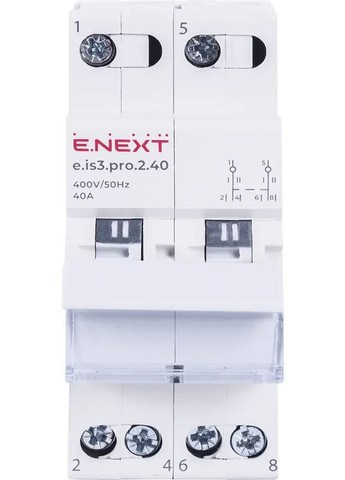 Переключатель нагрузки на три положения 40А 2 полюса на DIN-рейку, E.NEXT (350881565)