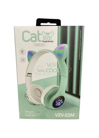Бездротові дитячі Bluetooth навушники Ear VZV23M з котячими вушками Зелені Cat (306447655)