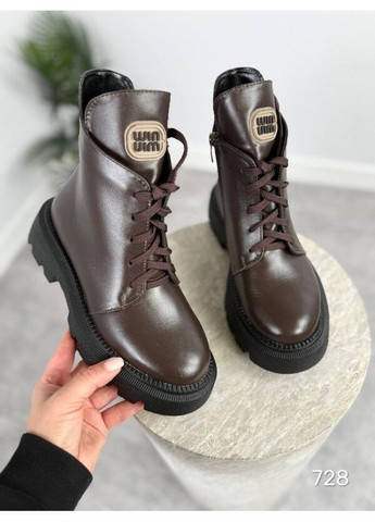 Зимові шкіряні коричневі черевики, зимові ботінки коричневі, ботінки шоколад, зимові черевики код 25642 Garti (365727292)