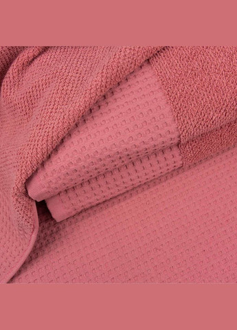 GM Textile комплект махрових рушників вафельний бордюр 3шт 50х90см, 50х90см, 70х140см 500г/м2 (рожевий) рожевий виробництво -