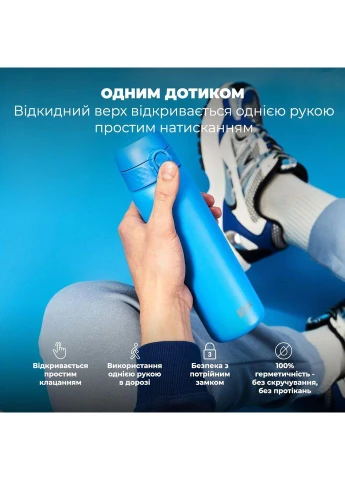 Пляшка для води металева вакуумна 500 мл. Vacuum Insulated, Blue ION8 (362915539)