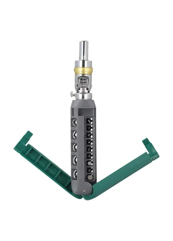 Ручна викрутка поворотна 14 в 1 з тріскачкою і насадками SM-5512 Green No Brand (387093782)