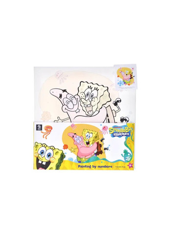Набір для розпису за номерами Губка Боб дружні обійми полотно акрил QB913-015 qbee Нас1261 (370653767)
