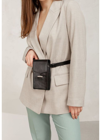 Вертикальна жіноча шкіряна сумка Mini чорна поясна / кроссбоді BlankNote (348359197)