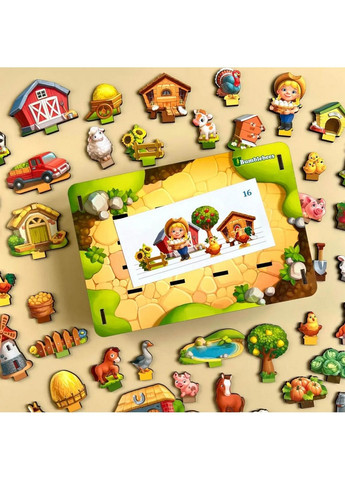 Настільна гра, що розвиває "Панорама: ферма" з картками 5х23х16 см Ubumblebees (289364816)