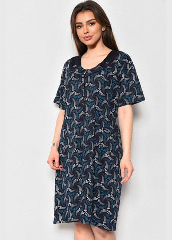 Халат жіночий напівбатальний з принтом темно-синього кольору Let's Shop (280777203)