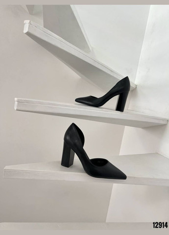 No Brand Черные классические туфли на каблуке из эко-кожи. черный з, — (332196848)