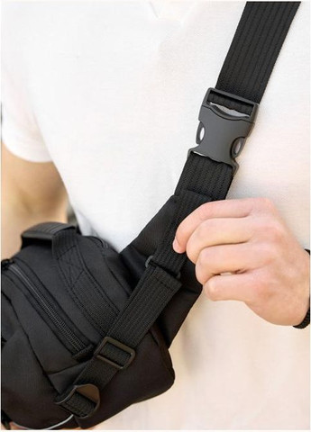 Сумка на пояс через плече чоловіча текстильна Чорний 35569 Sambag (334673951)