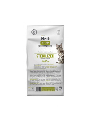 Сухой корм для стерилизованных кошек Care Cat Grain Free Sterilized Immunity Support 7кг, с свининой Brit (292114642)