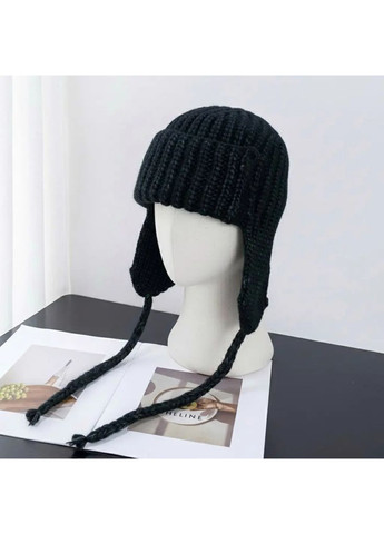 вʼязана унісекс чорна No Brand Шапка вушанка (367268807)