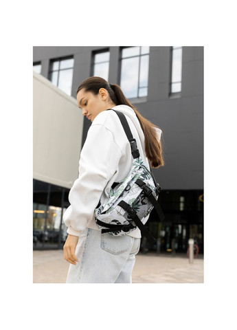 Велика жіноча поясна сумка бананка DynamicDart тканева принт "Leaves" Sambag (331283513)