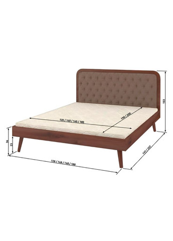 Двоспальне дерев'яне ліжко Токіо (S2005Y50R)/Аляска 23 (Бежевий) 160х190 см (MBG-4686) Mebigrand (368282868)