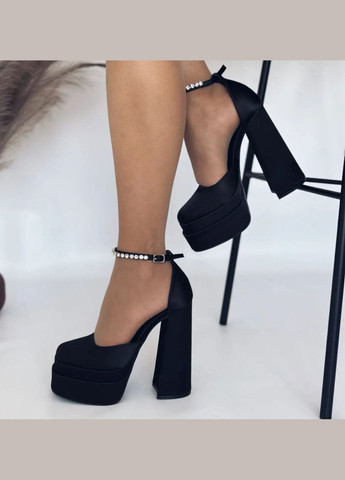 No Brand Жіночі атласні туфлі братц на високому каблуці та платформі чорний з, — всесезон (347151345)
