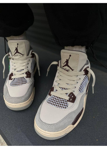 КРОССОВКИ ЖЕНСКИЕ NIKE AIR JORDAN 4 RETRO MANIERE НАЙК АИР ДЖОРДАН No Brand бежевые демисезоны (367172157)