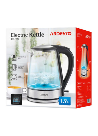 Электрочайник EKL-F110 1.7л/2150Вт/strix контроль/корпус стекло/горловина стекло Ardesto (324397270)
