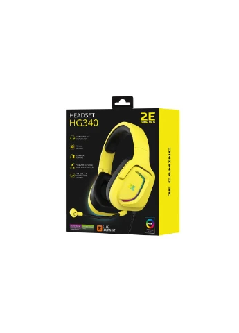 Гарнітура ігрова HG340, 7.1, USB-A, RGB, 2м, жовтий 2E Gaming (314779203)