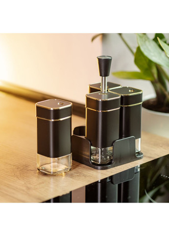 Набір для спецій на підставці 4 предмети 10х10х17 см ємності для приправ 120 мл Yiwu (360454721)