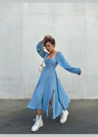 Голубое женское платье из муслина цвет голубой р.42/44 449193 New Trend