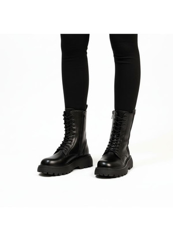 Черные осенние женские кожаные ботинки демисезонные 1734 черные Fabio Monelli