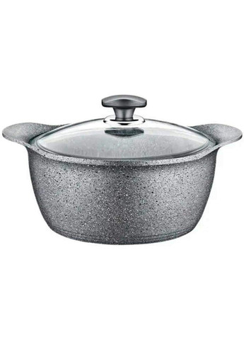 Каструля зі скляною кришкою O.M.S. Collection 3120 з гранітним покриттям 24 см 4,5 л Сірий (Туреччина) No Brand (317185930)